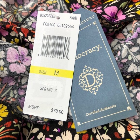 DEMOCRACY‎ $78 BUTTERFLY SLEEVE FLORAL PRINT V NECK TOP MD NWT - Picture 7 of 7